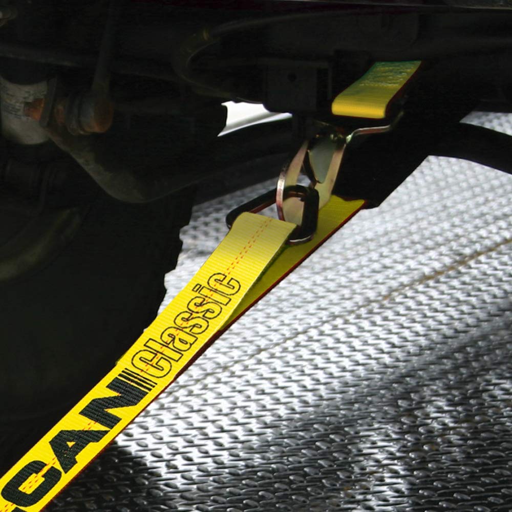 VULCAN Axle Tie Down Combo Strap Kit - 2 Inch - Classic Yellow - 3,300 Pound Safe Working Load - Image 5