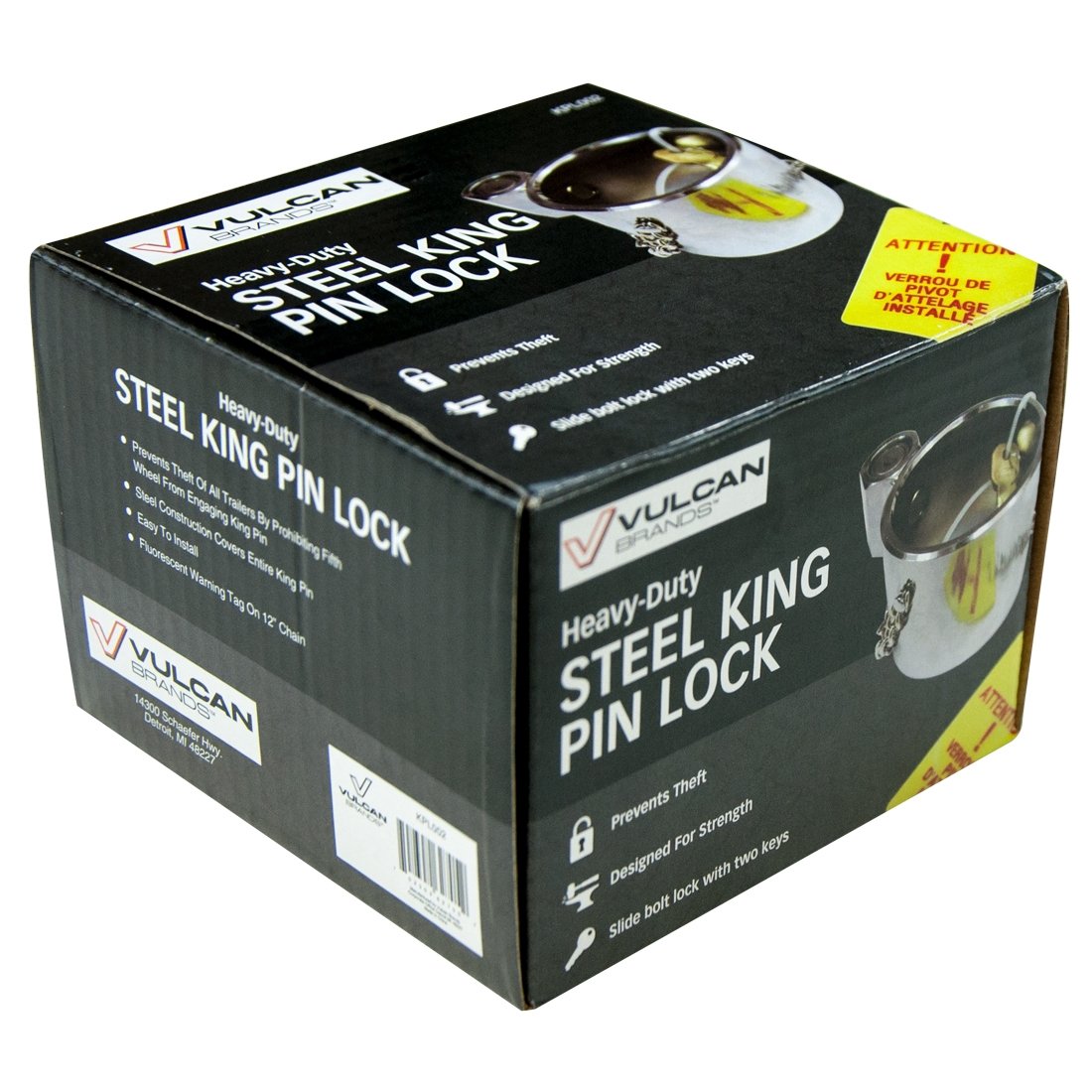 VULCAN King Pin Trailer Hitch Lock - Heavy Duty Chromed Steel - Works with RVs and Class 8 Trailers - Image 4