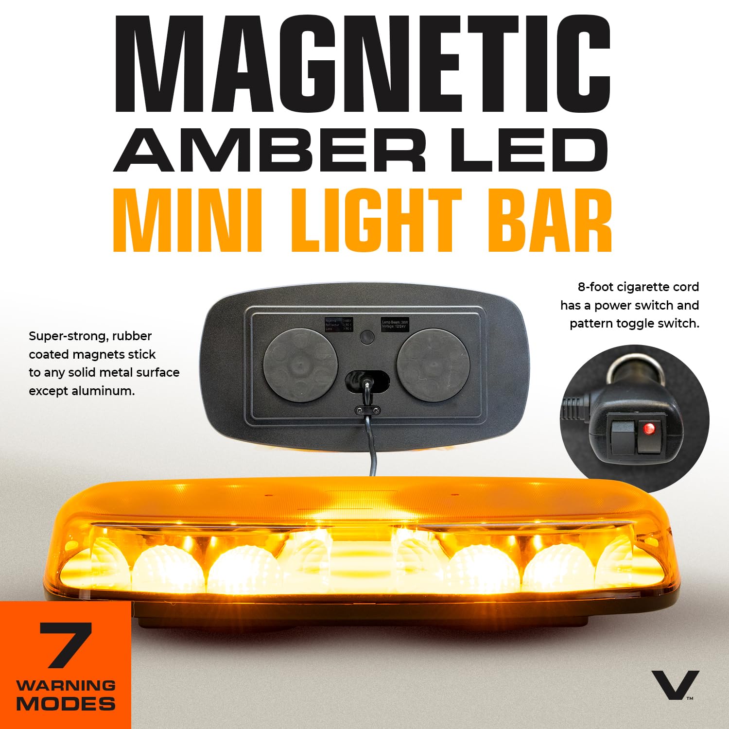 VULCAN Pilot Car Kit - Includes 2 Solid Oversized Load Banners, 1 Magnetic Amber LED Mini Light Bar, 8 Magnets, 4 Red Flags, and 4 Orange Flags - Image 8