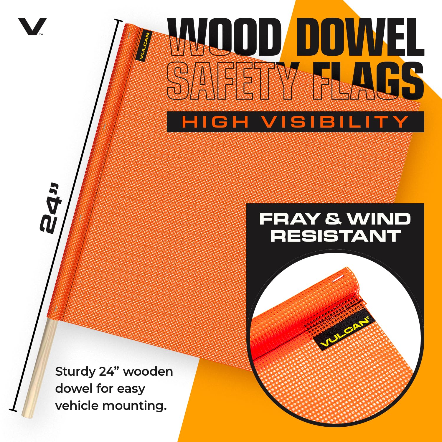 VULCAN Pilot Car Kit - Includes 2 Solid Oversized Load Banners, 1 Amber LED Emergency Warning Beacon, 8 Magnets, 4 Red Flags, and 4 Orange Flags - Image 4