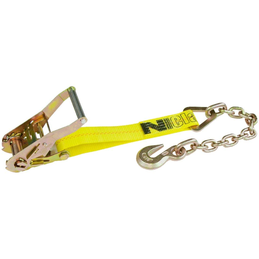 VULCAN Ratchet Strap with Chain Anchors - Classic Yellow - 2 Inch x 27 Foot - Case of 5-3,600 Pound Safe Working Load - Image 3