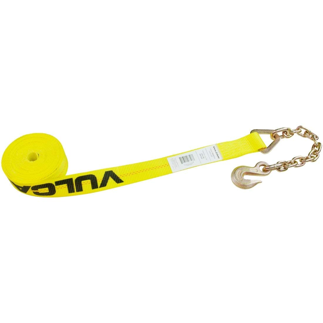 VULCAN Ratchet Strap with Chain Anchors - Classic Yellow - 2 Inch x 27 Foot - Case of 5-3,600 Pound Safe Working Load - Image 4