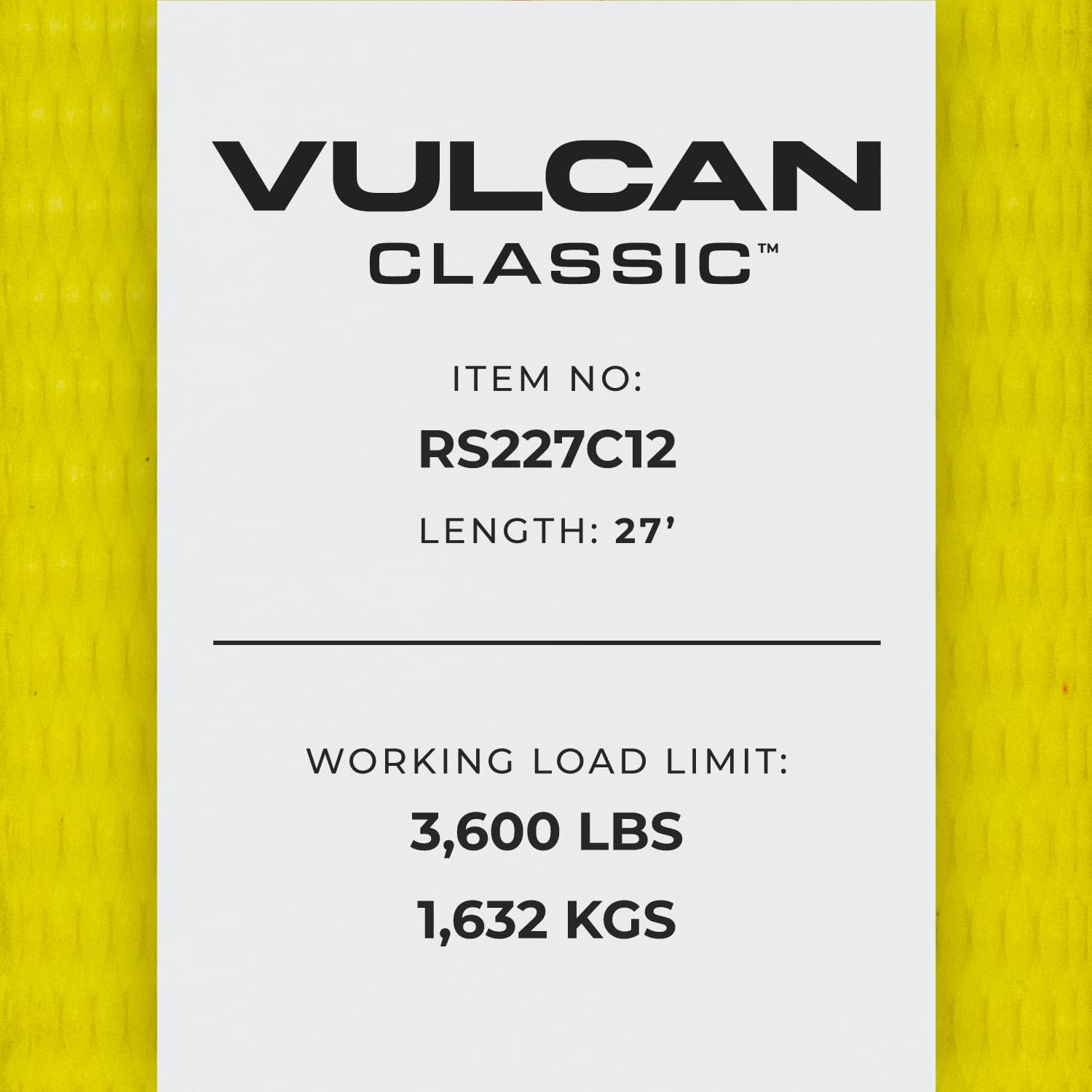 VULCAN Ratchet Strap with Chain Anchors - Classic Yellow - 2 Inch x 27 Foot - Case of 5-3,600 Pound Safe Working Load - Image 8