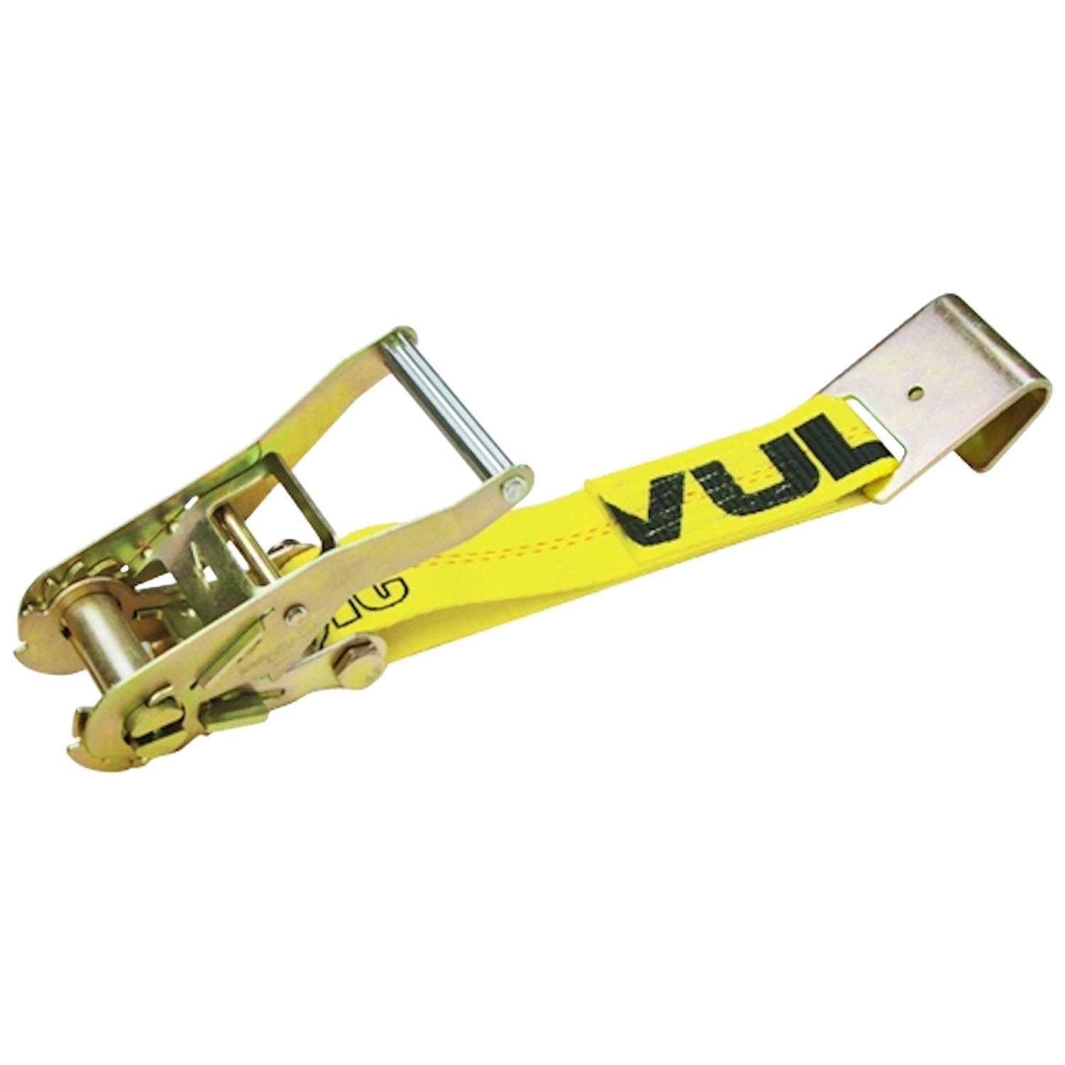 VULCAN Ratchet Strap with Flat Hooks - 2 Inch x 15 Foot - Classic Yellow - 3,300 Pound Safe Working Load - Image 3
