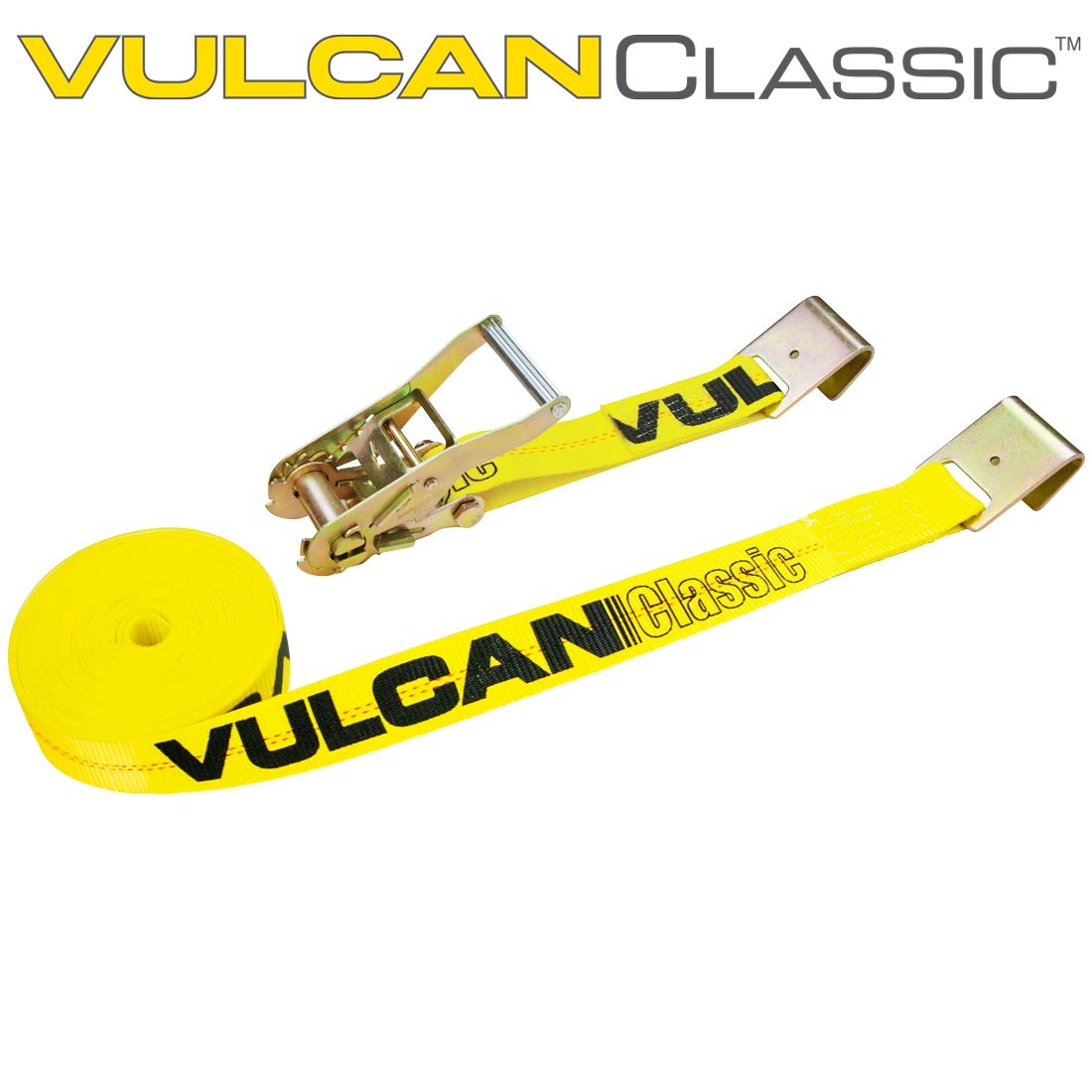 VULCAN Ratchet Strap with Flat Hooks - 2 Inch x 15 Foot - Classic Yellow - 3,300 Pound Safe Working Load - Image 8