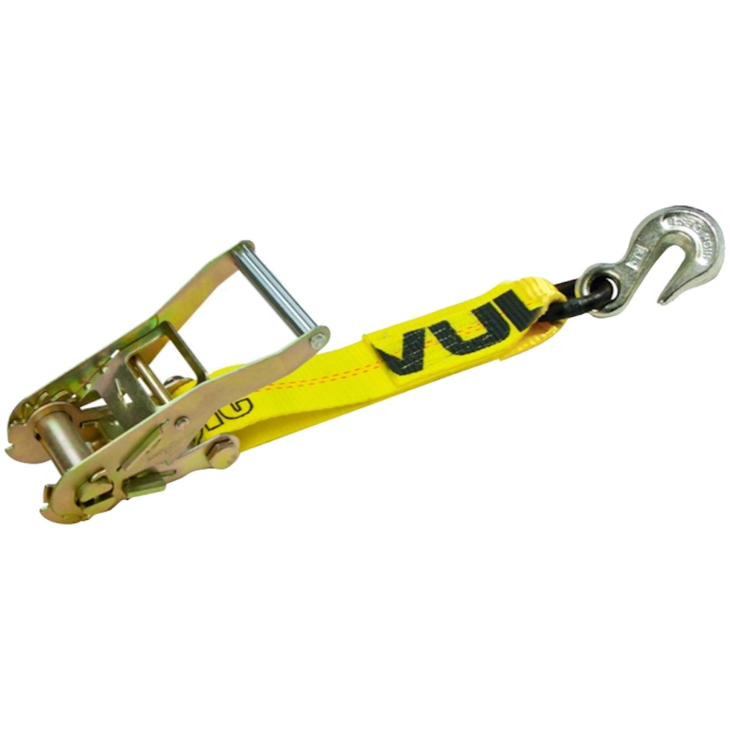 VULCAN Ratchet Strap with Snap Hooks - 2 Inch x 30 Foot - Classic Yellow - 3,300 Pound Safe Working Load - Image 3