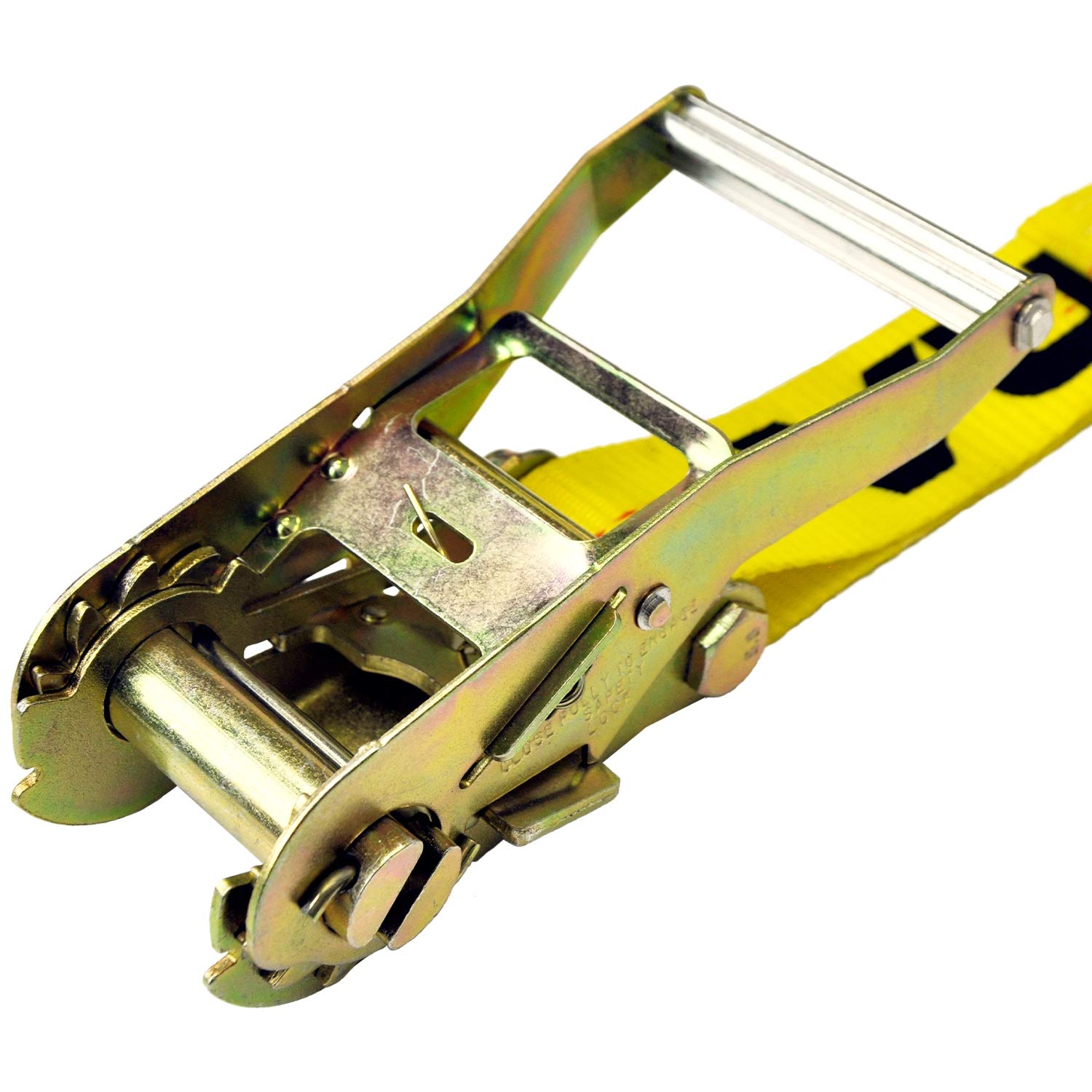 VULCAN Ratchet Strap with Snap Hooks - 2 Inch x 30 Foot - Classic Yellow - 3,300 Pound Safe Working Load - Image 7