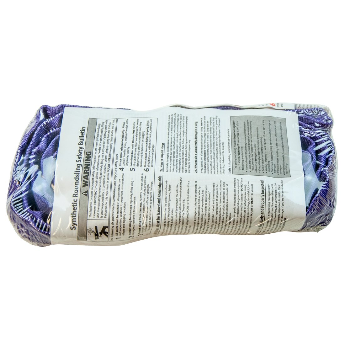 VULCAN Round Sling - Light Duty - 4 Foot - Purple - Safe Working Load of 2,600 Lbs. (V) - 2,100 Lbs. (C) and 5,200 Lbs. (B) - Image 4