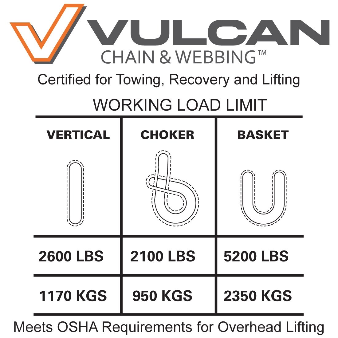 VULCAN Round Sling - Light Duty - 4 Foot - Purple - Safe Working Load of 2,600 Lbs. (V) - 2,100 Lbs. (C) and 5,200 Lbs. (B) - Image 8