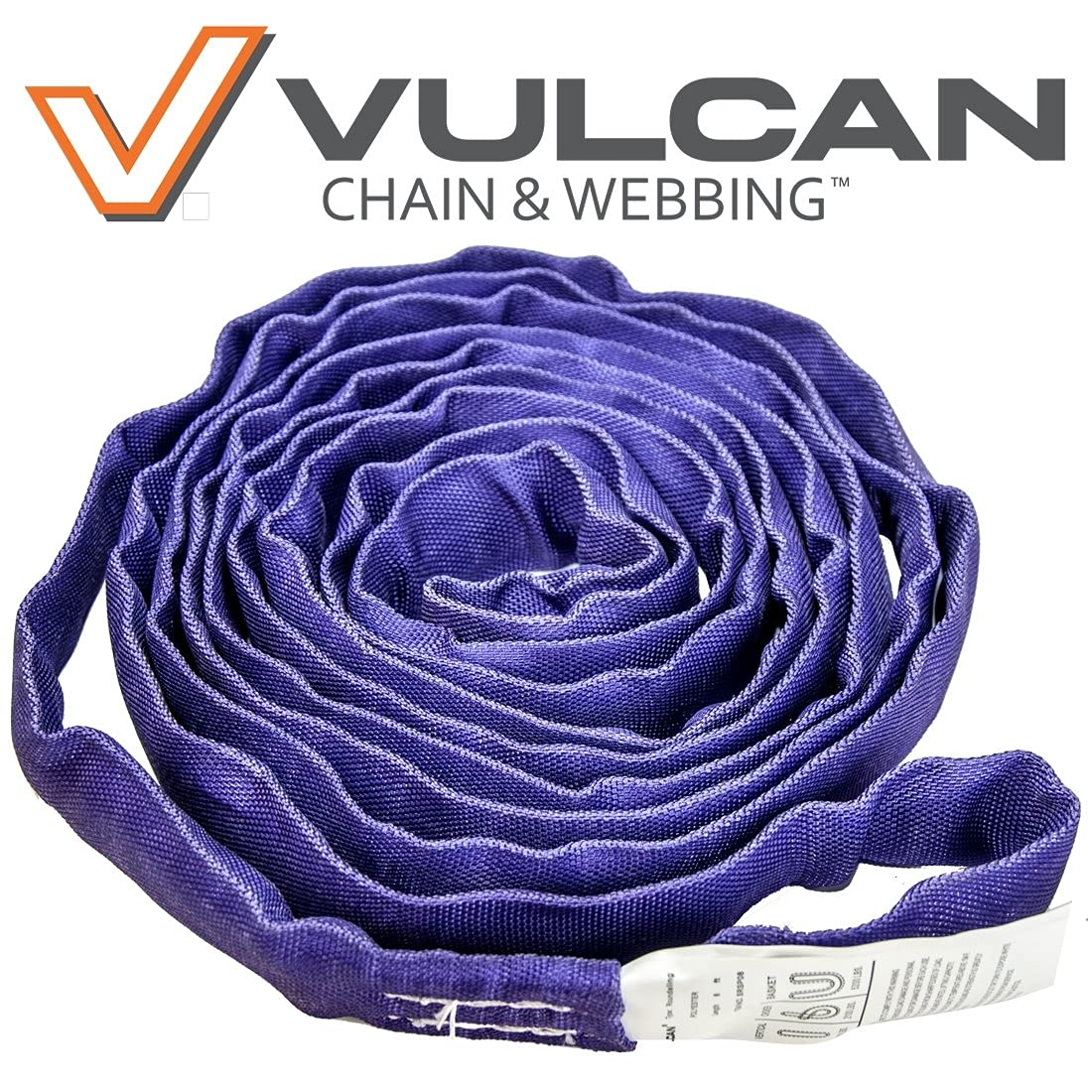VULCAN Round Sling - Light Duty - 8 Foot - Purple - Safe Working Load of 2,600 lbs. (V), 2,100 lbs. (C) and 5,200 lbs. (B) - Image 8