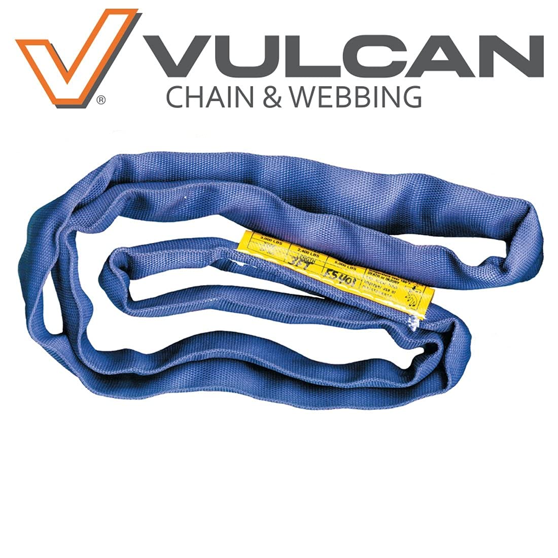 VULCAN Round Sling - Super Duty - 20 Foot - Blue - Safe Working Load of 21,200 lbs. (V), 17,000 lbs. (C) and 42,400 lbs. (B) - Image 7