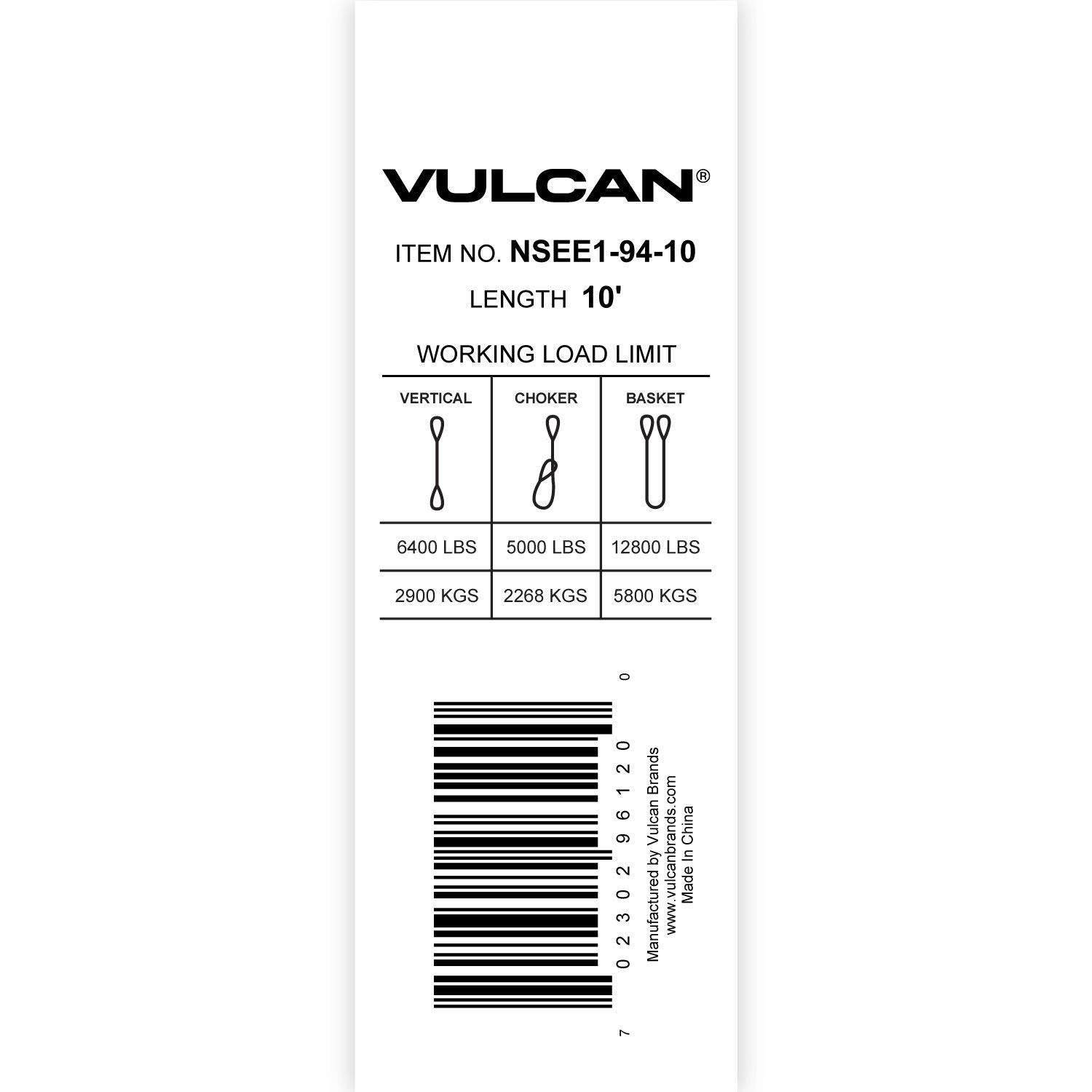 VULCAN Sling - 1-Ply - Eye and Eye - Polyester - 4 Inch x 10 Foot - Safe Working Load of 6,400 Pounds (V) - 5,000 Pounds (C) - 12,800 Pounds (B) - Image 7